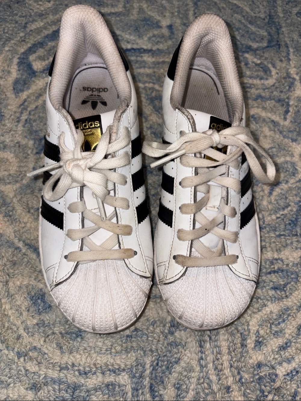 adidas Kids White Sneakers with Black Three Stripes